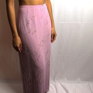 Vintage Lilac Maxi Skirt w/ Floral Pattern
